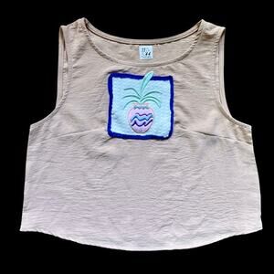 Upcycled Vintage 80’s Houseplant Patch Dusky Rose Crop Tank (S)
